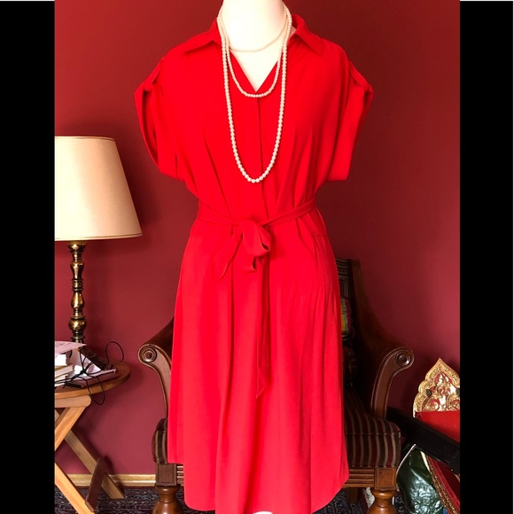 Lane Bryant Dresses & Skirts - Like New Lane Bryant Belted Red Shirt Dress